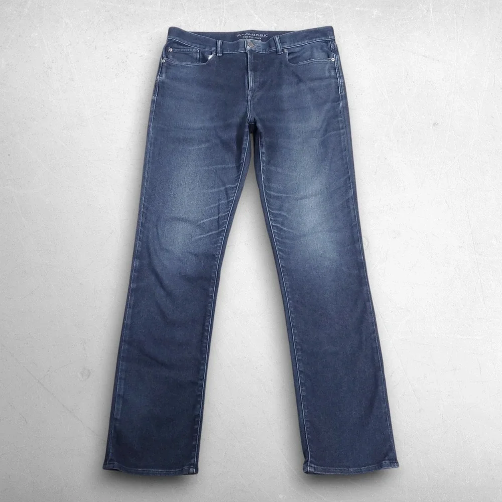 Banana Republic The Traveler Slim Fit Jeans Men 36x34 Dk Blue Stretch Denim Pant
